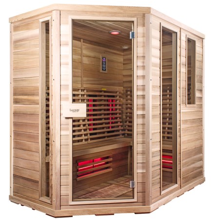 Große Infrarot-Sauna für 5- 6 Personen. Einstieg links.