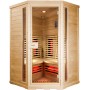 Infrarotsauna Amon Mini. Schöne kleinere Ecksauna für 2-3 Personen.